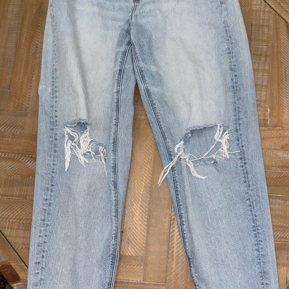 American Eagle Outfitters Blue Distressed Ankle Cropped Jeans